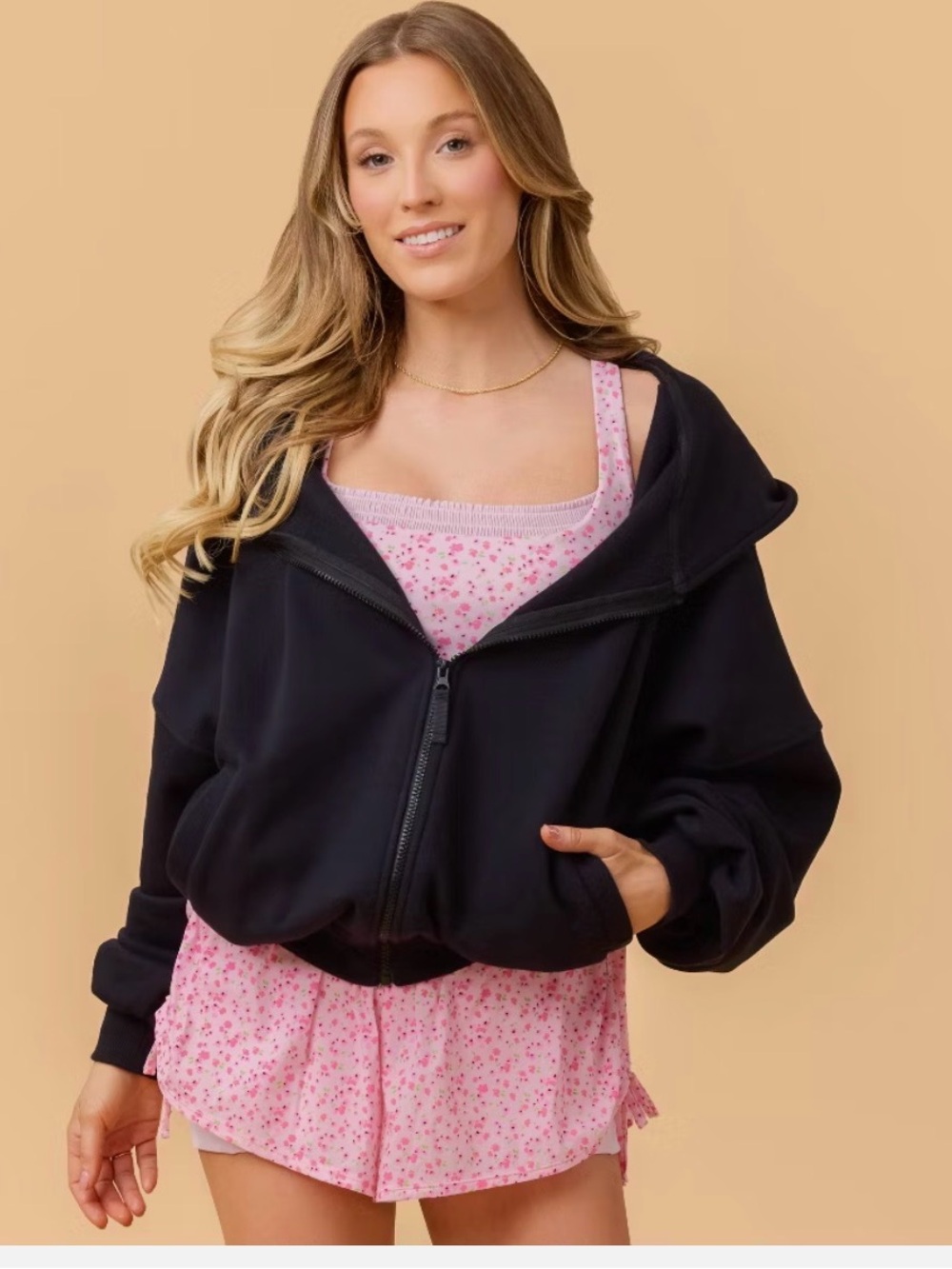 Blogilates Women Mommy & Me Marshmallow Full Zip Hooded Sweatshirt
